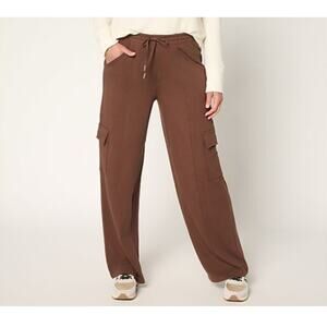 Anybody Tall Small Chocolate Cozy Knit French Terry Cargo Pants A704385 NWOT